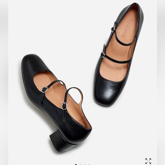 Madewell Shoes - Madewell Black Mary Jane Heels with Double Straps